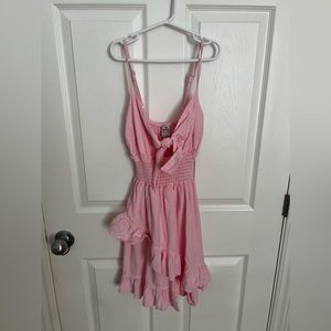 Pink summer dress with adjustable straps